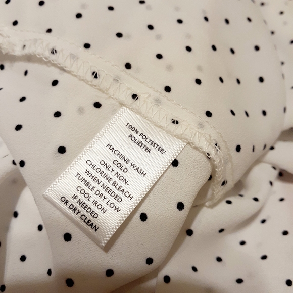 Loft White with Black Polka Dot Long Sleeve Blouse - Picture 6 of 9